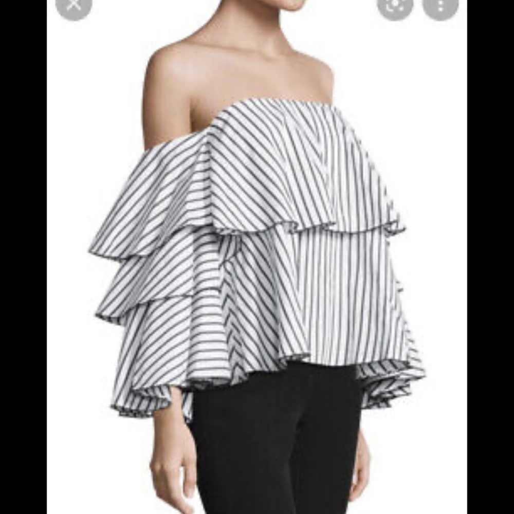 AQUA size small off the shoulder layered ruffle top NEW